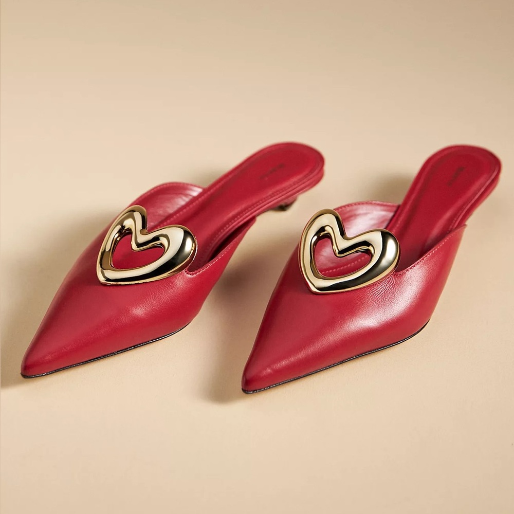 NWOT Anthropologie Maeve Heart Mule Heels